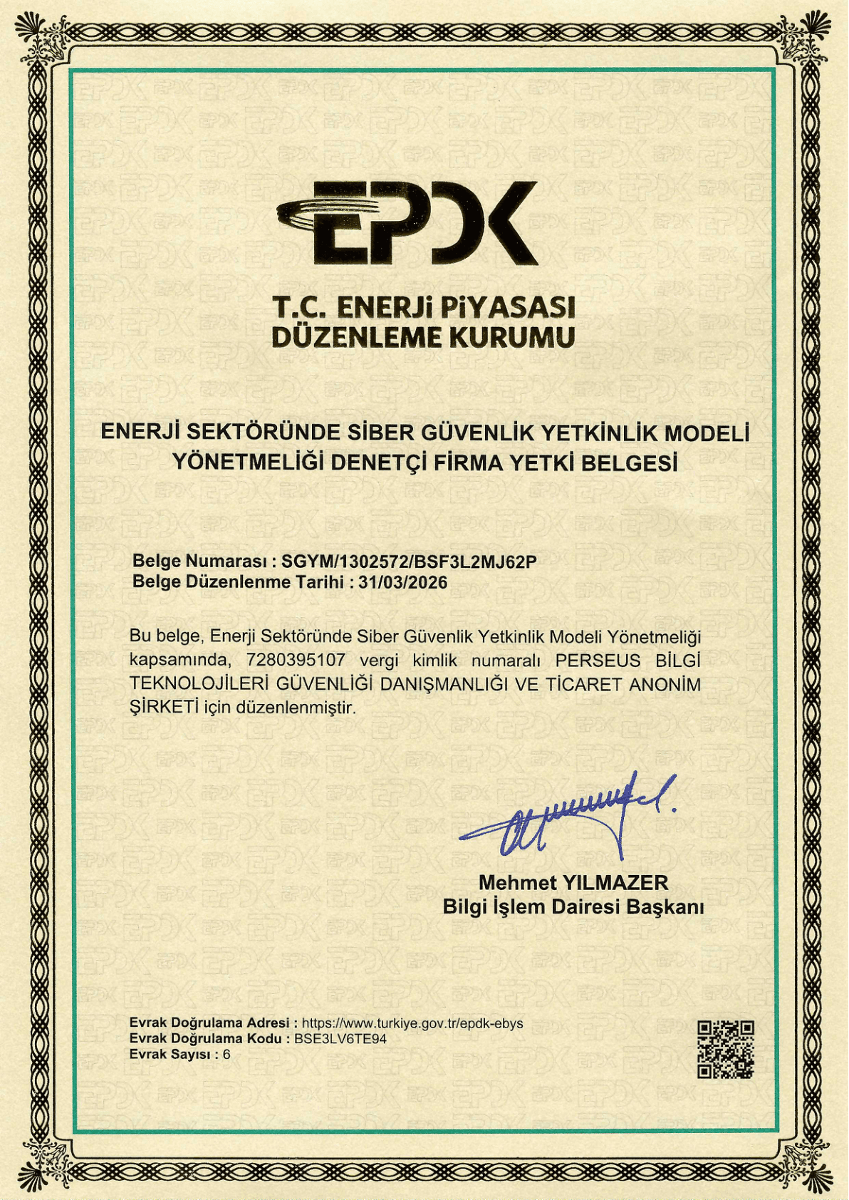 EPDK Auditor Firm Authorization
